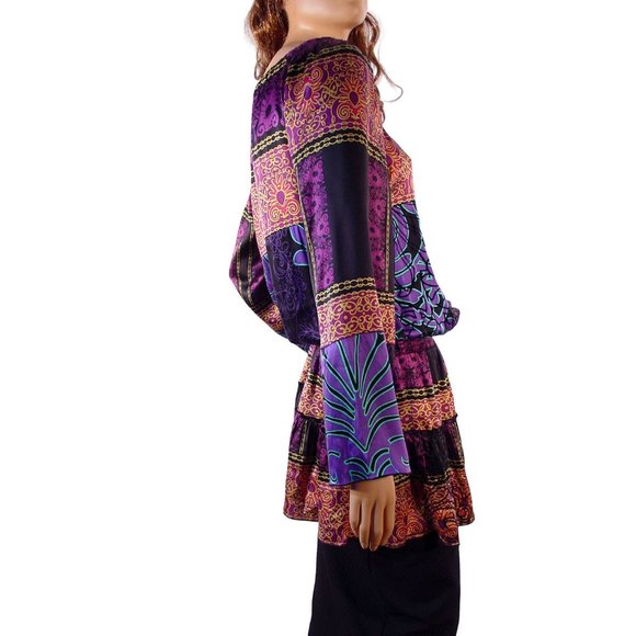 HALE BOB 100% Silk Scoop Neck Bell Sleeve Flounced Tunic Top M - $360 - Picture 3 of 9